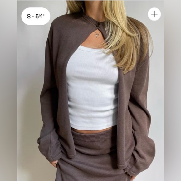 Djerf Avenue Sweaters - Djerf Avenue Dream Cardigan - Cocoa
